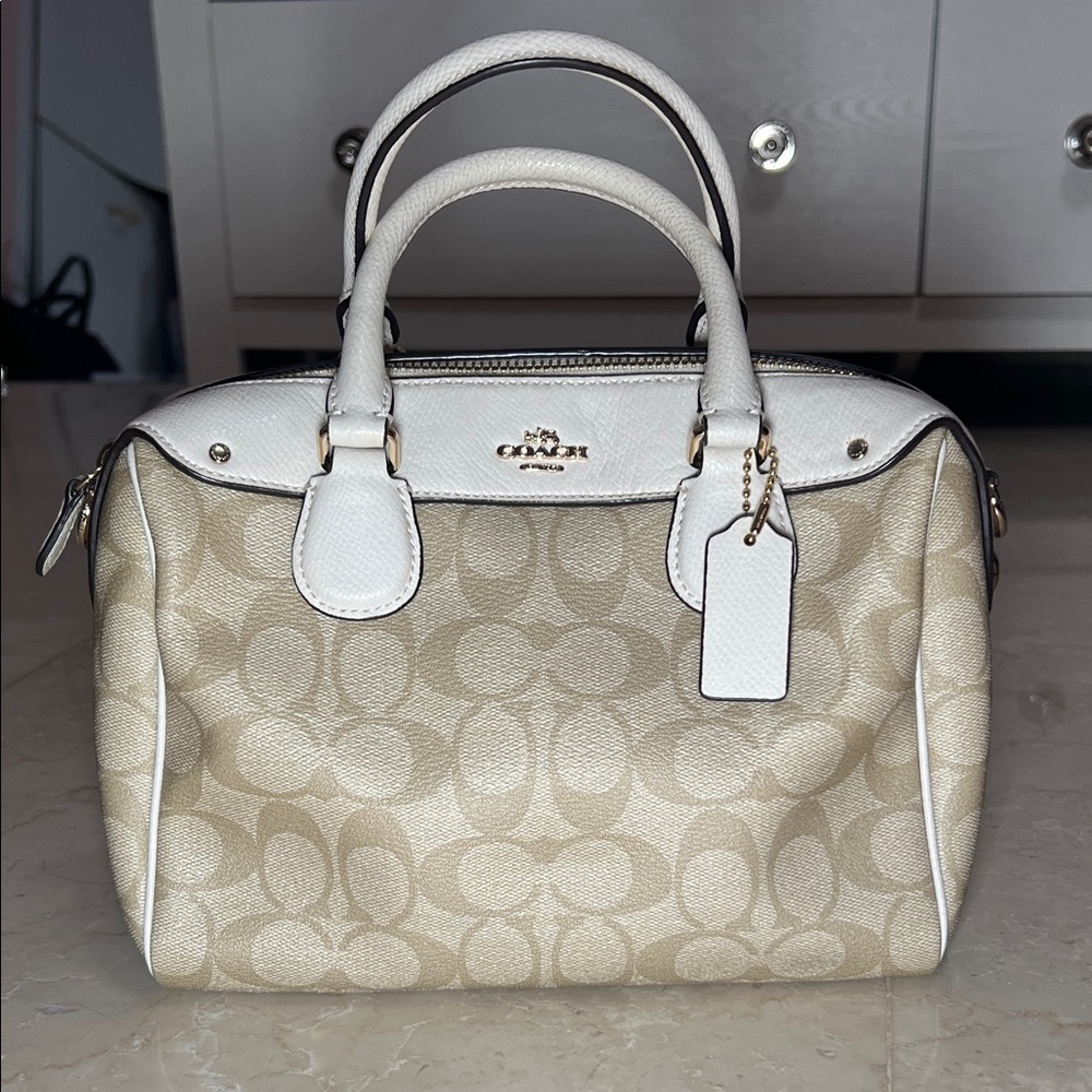 COACH Bennett Beige and White Satchel